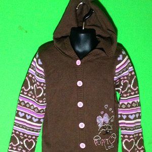New Wonderkids girl's Acrylic cotton brown hoodie cardigans Sweater SIZE--3T